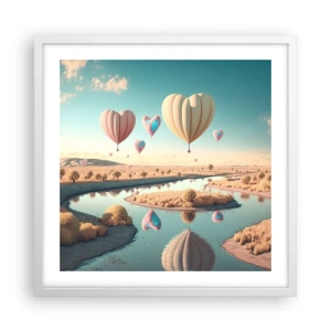 Póster en marco blanco - El amor te hace volar - 50x50 cm