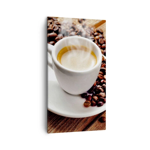 Cuadro sobre lienzo - Impresión de Imagen - Café en el banco - 45x80 cm