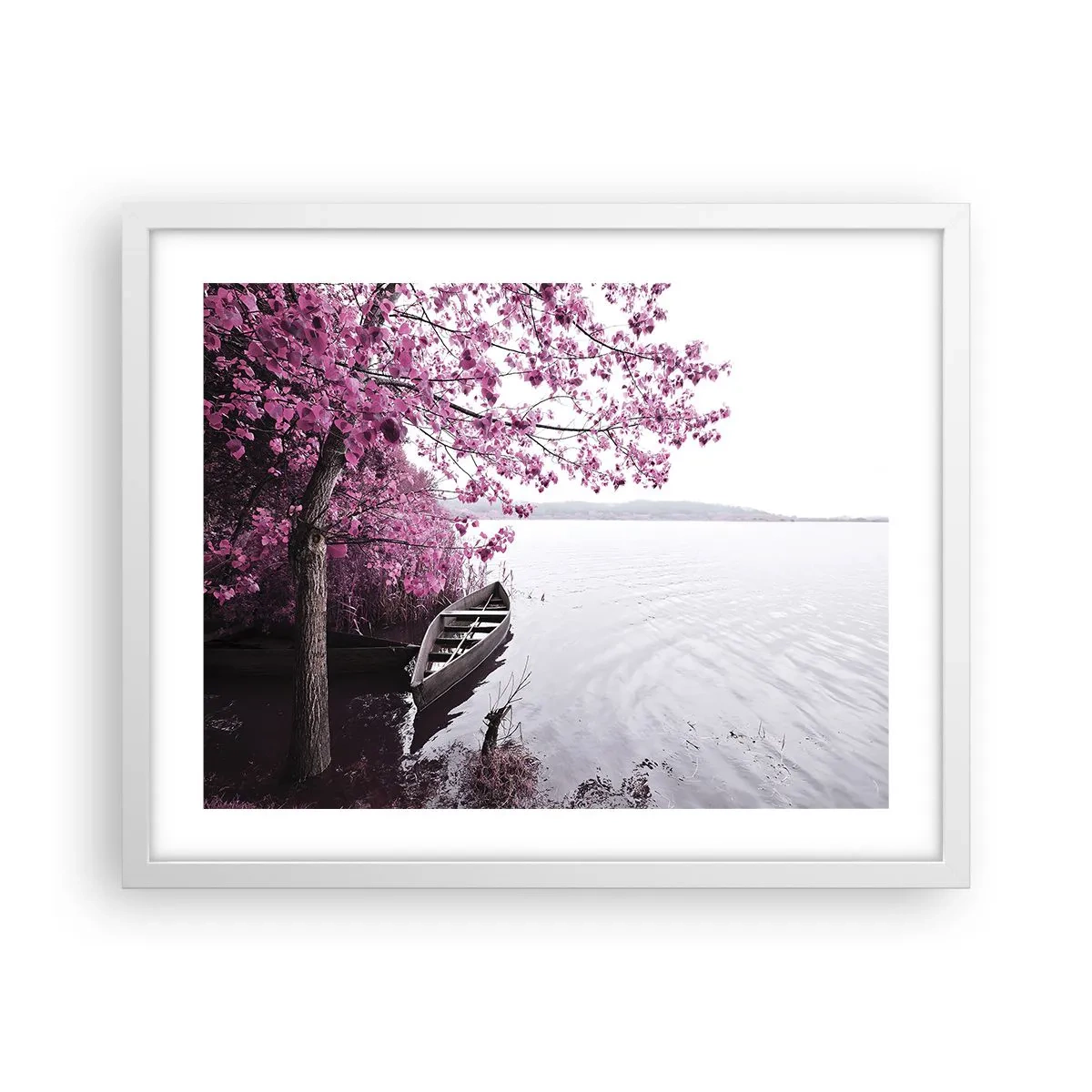 Póster en marco blanco - En el silencio rosa - 50x40 cm