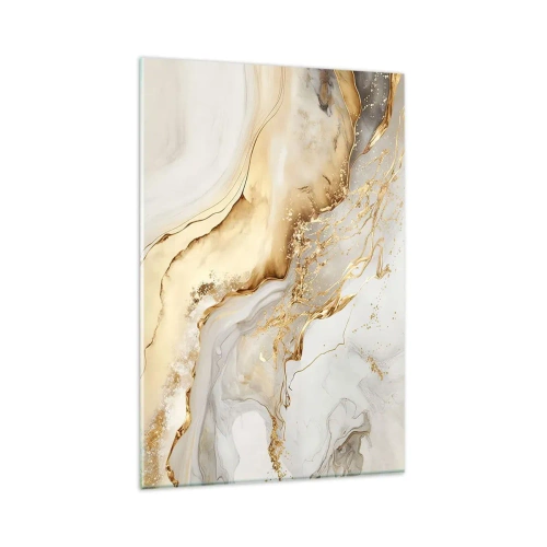 Cuadro sobre vidrio - Impresiones sobre Vidrio - Patrones abstractos de oro y mármol sobre un fondo claro. - 80x120cm - Abstracción: belleza y bondad - Decoración de pared moderna para salón y dormitorio ARTTOR