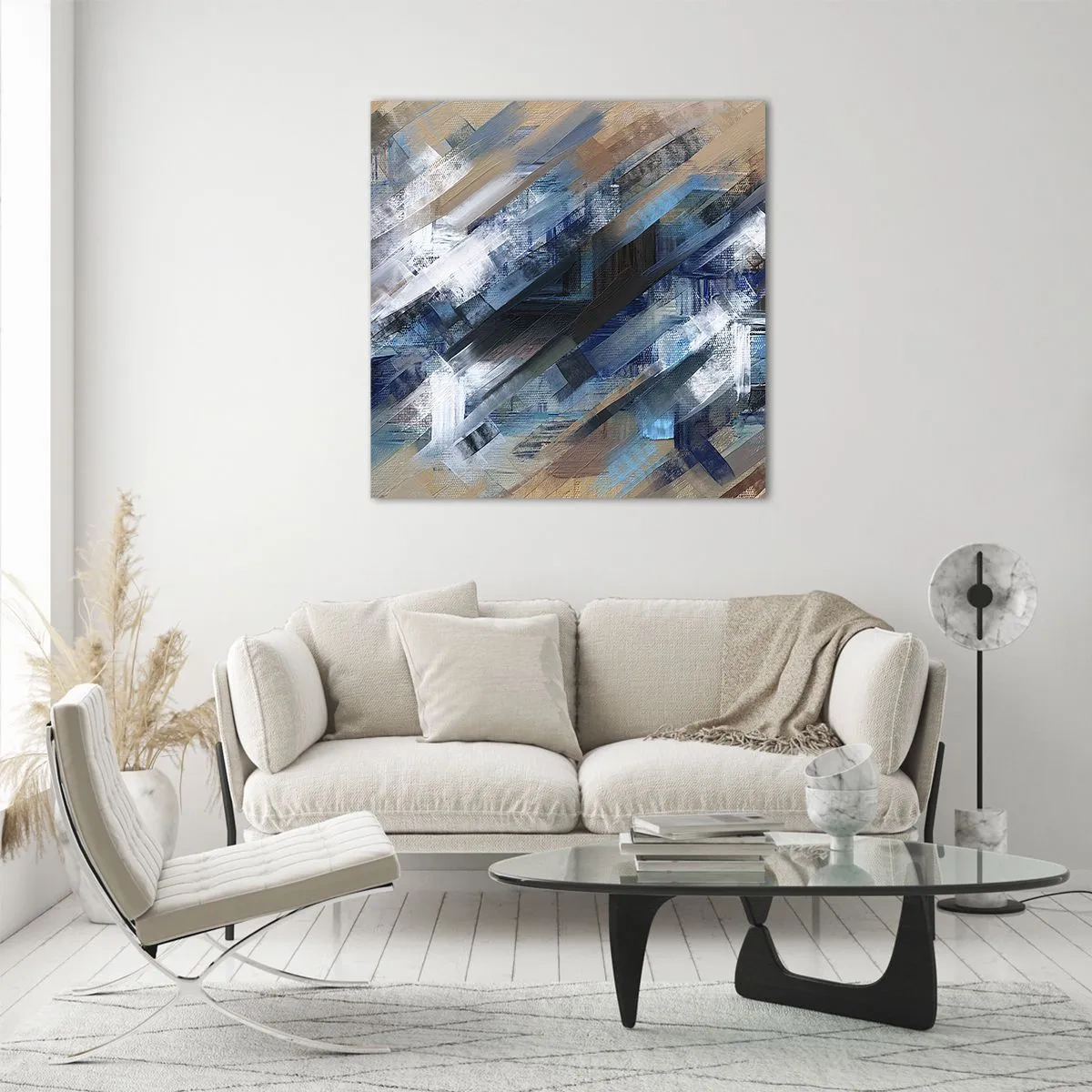 Cuadro sobre vidrio - Impresiones sobre Vidrio - En una inclinación azul - 30x30 cm