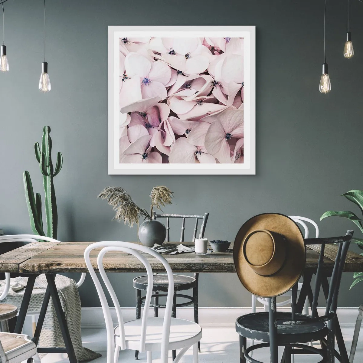 Póster en marco blanco - En un torrente de flores - 60x60 cm