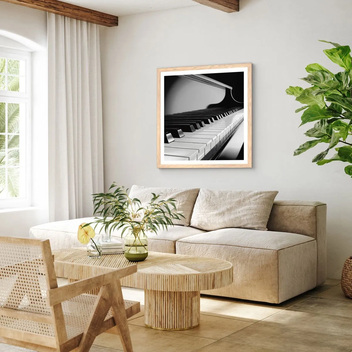 Póster en marco roble claro - Armonía musical - 30x30 cm