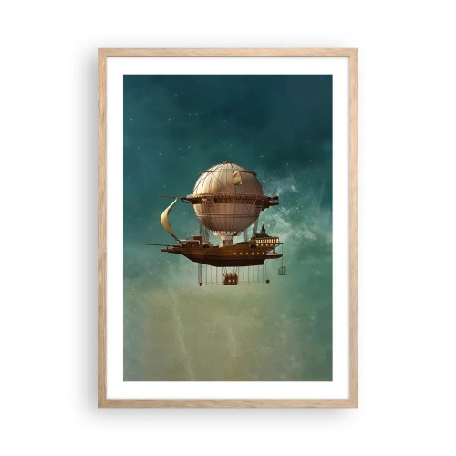 Póster en marco roble claro - Julio Verne saluda - 50x70 cm