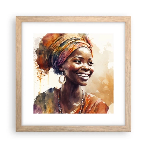 Póster en marco roble claro - Reina africana - 30x30 cm
