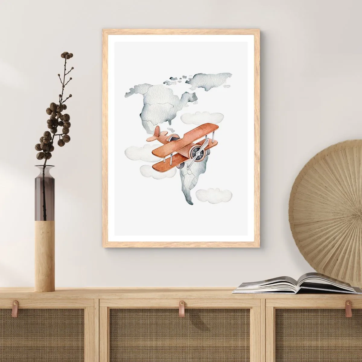 Póster en marco roble claro - Con espíritu pionero - 40x50 cm