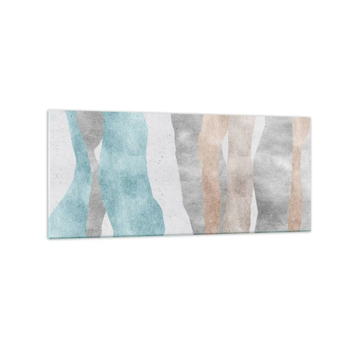 Cuadro sobre vidrio - Impresiones sobre Vidrio - Rayas abstractas en tonos pastel - 120x50cm - Un estudio de la cercanía - Decoración de pared moderna para salón y dormitorio ARTTOR