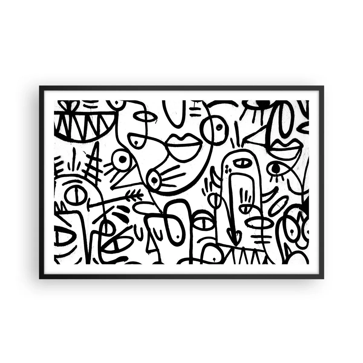 Póster en marco negro - Rostros y espejismos - 91x61 cm