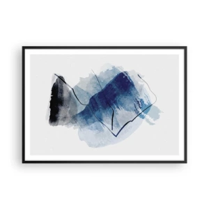 Póster en marco negro - Formas abstractas en tonos azules con líneas delicadas. - 100x70cm - Montaña helada - Decoración de pared moderna para salón y dormitorio ARTTOR