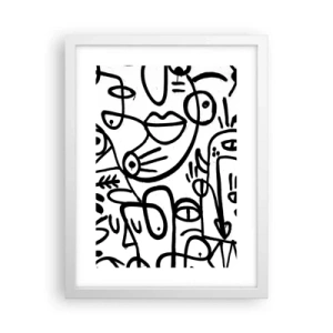 Póster en marco blanco - Rostros y espejismos - 30x40 cm