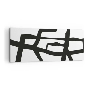 Cuadro sobre lienzo - Impresión de Imagen - Patrón minimalista en blanco y negro con líneas geométricas. - 120x50cm - Construcción en blanco y negro - Decoración de pared moderna para salón y dormitorio ARTTOR