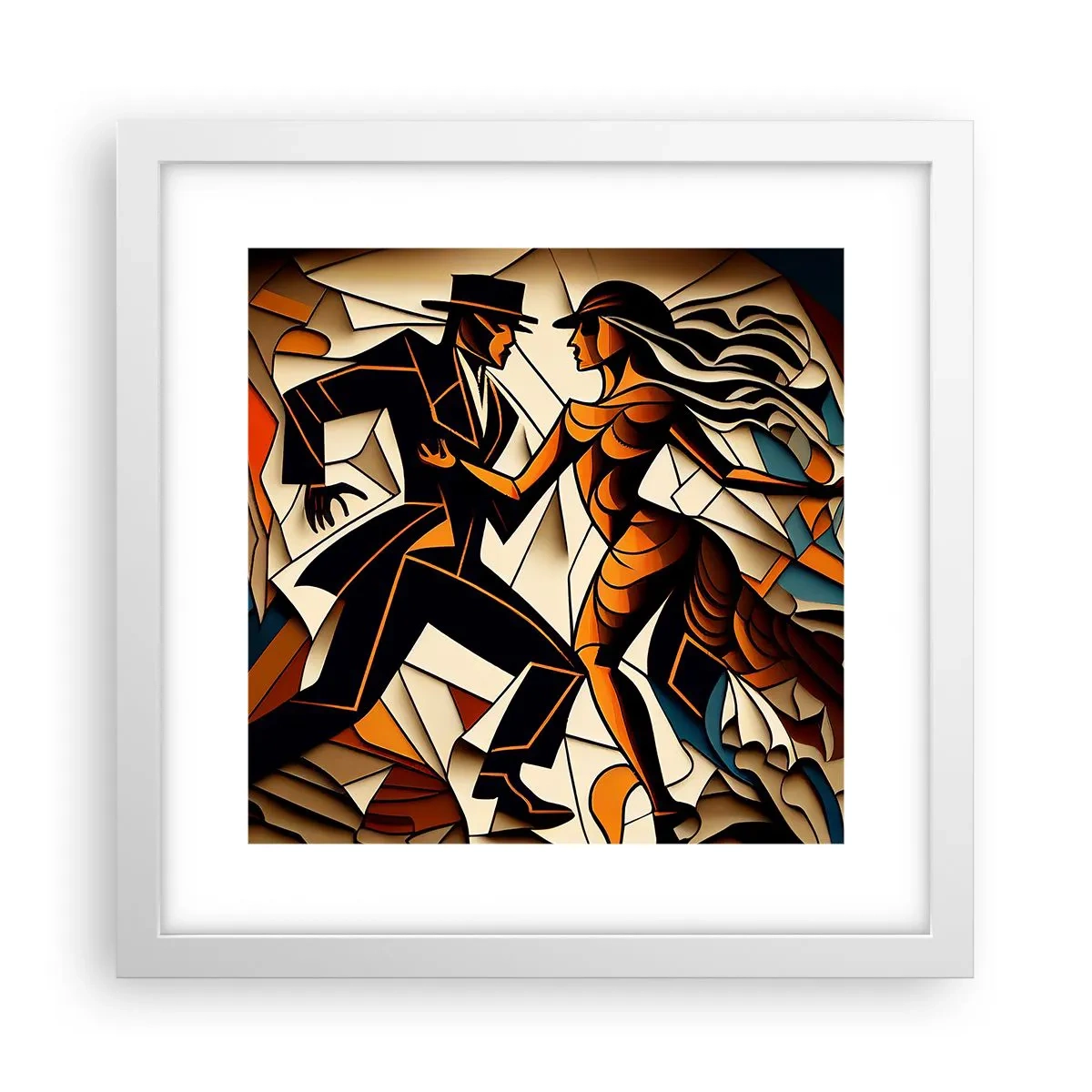 Póster en marco blanco - Danza de pasión - 30x30 cm