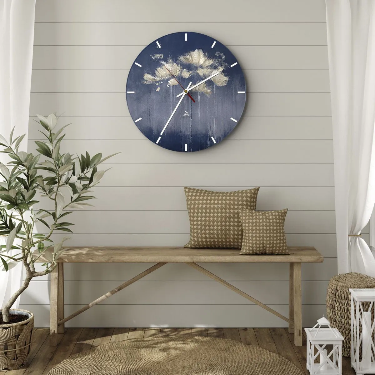 Reloj de pared - Reloj de vidrio - Como pétalos al viento - 40x40 cm