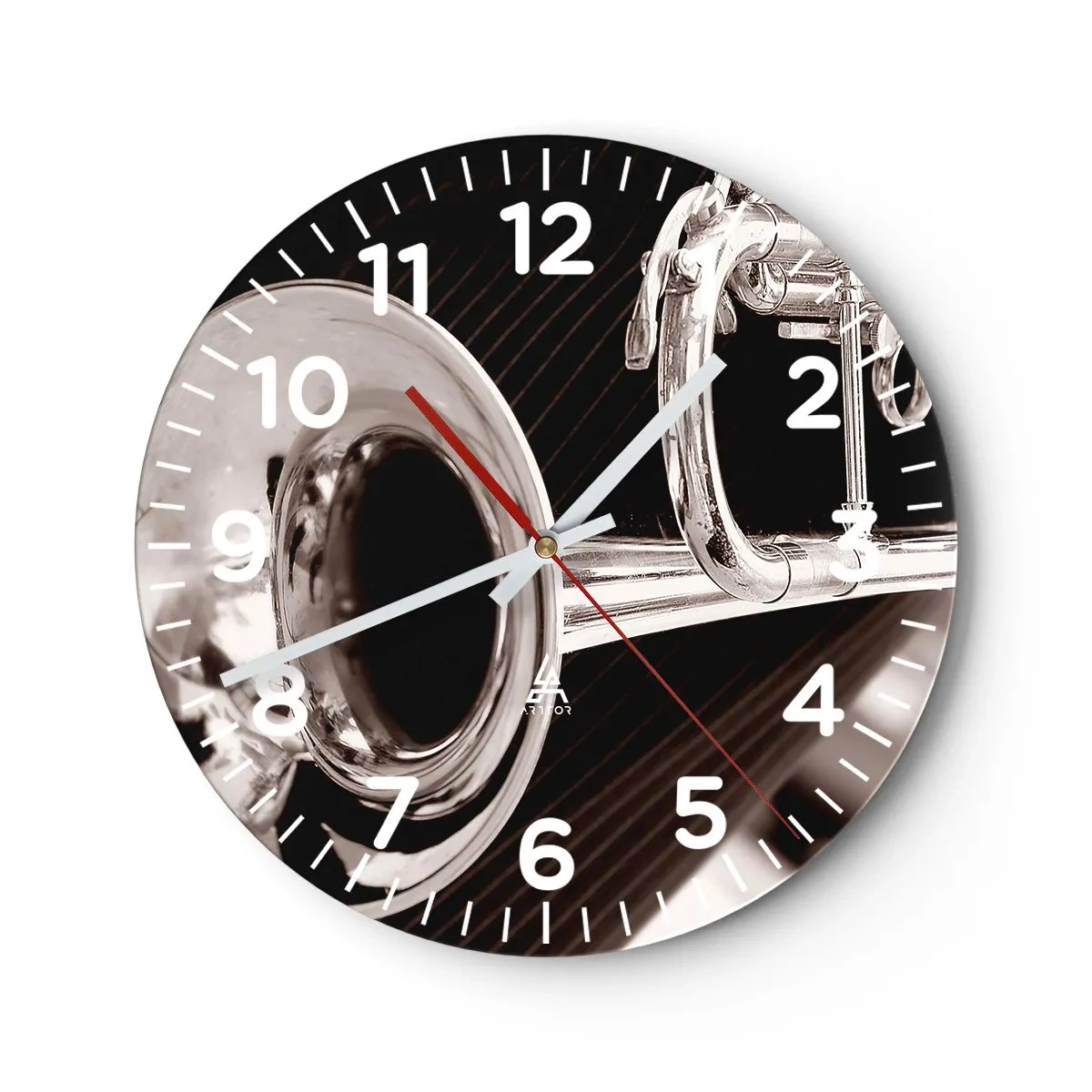 Reloj de pared - Reloj de vidrio - Viaje musical a los años 30. - 30x30 cm