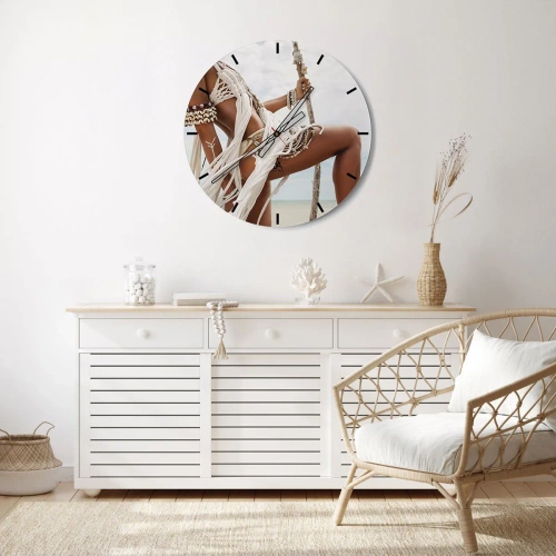 Reloj de pared - Reloj de vidrio - Sacerdotisa del sol - 40x40 cm