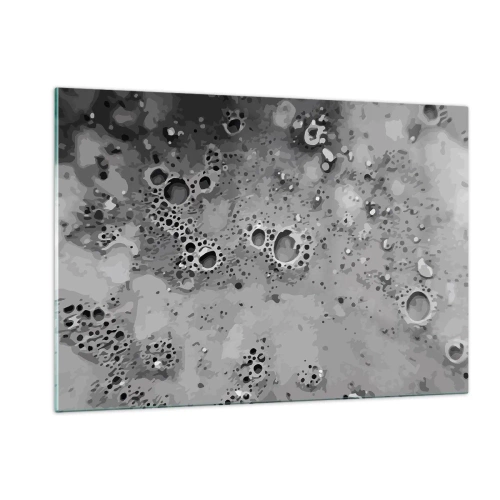 Cuadro sobre vidrio - Impresiones sobre Vidrio - Un patrón abstracto que se asemeja a la superficie de la luna en tonos de gris. - 120x80cm - Como un paisaje lunar - Decoración de pared moderna para salón y dormitorio ARTTOR