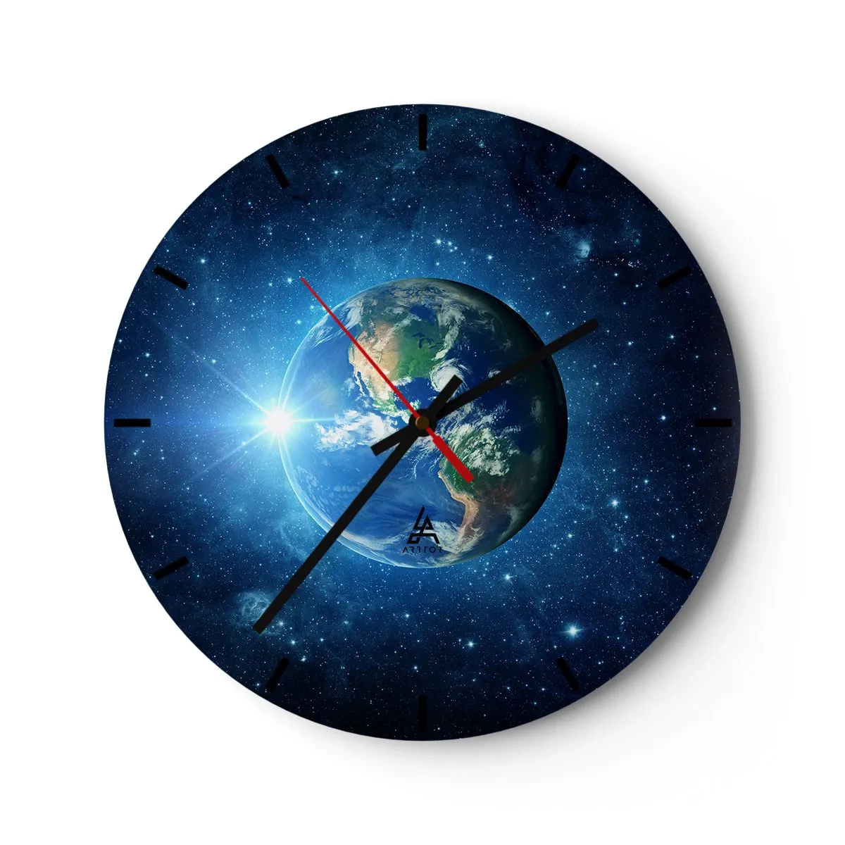 Reloj de pared - Reloj de vidrio - Vista de la Tierra desde el espacio - 30x30cm - Estamos en el cielo - Decoración de pared moderna para salón, cocina y dormitorio ARTTOR