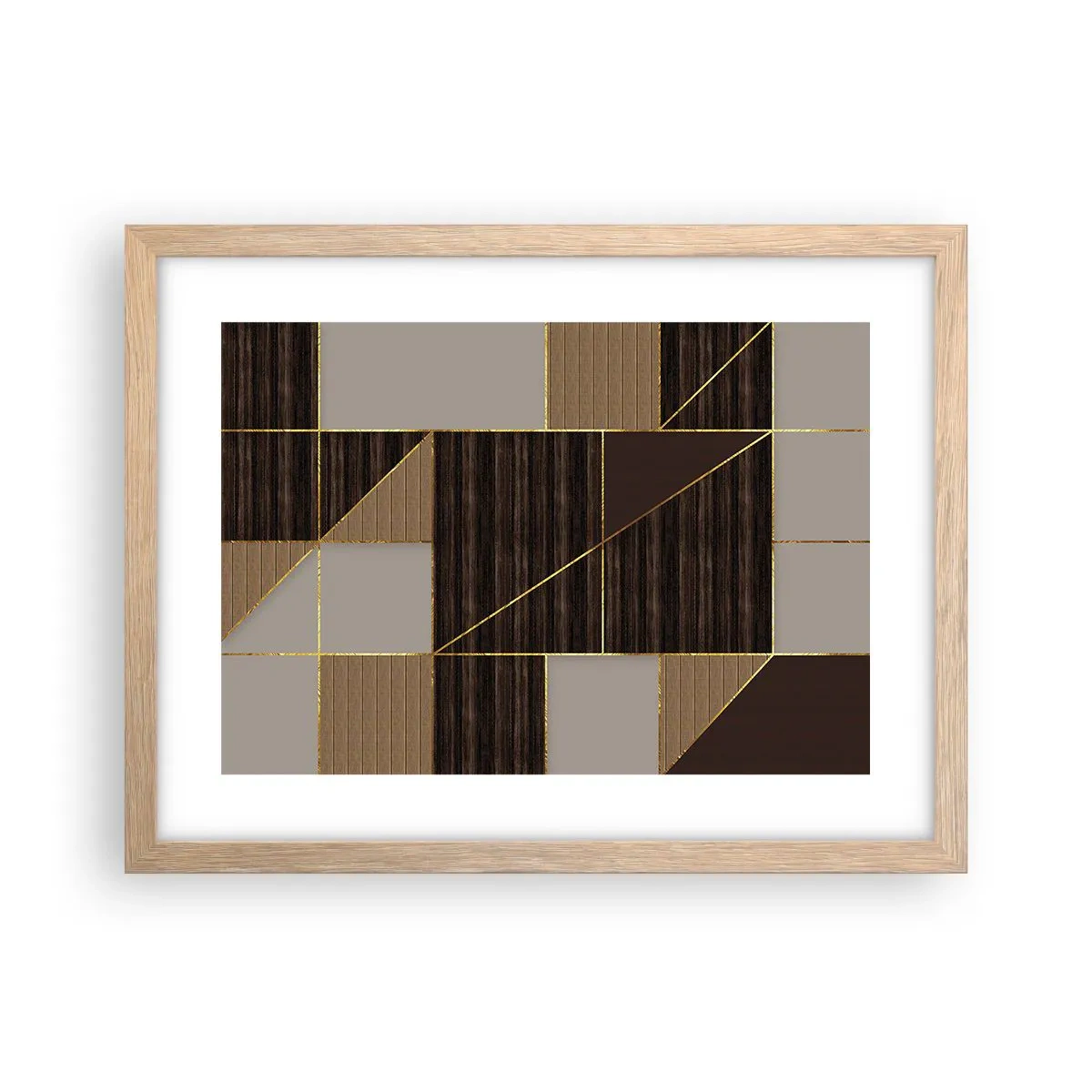 Póster en marco roble claro - Un mosaico de marrones y dorados - 40x30 cm