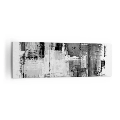 Cuadro sobre lienzo - Impresión de Imagen - Composición abstracta en blanco, negro y gris. - 160x50cm - El gris es hermoso - Decoración de pared moderna para salón y dormitorio ARTTOR