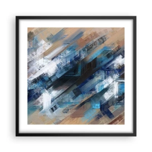 Póster en marco negro - En una inclinación azul - 50x50 cm