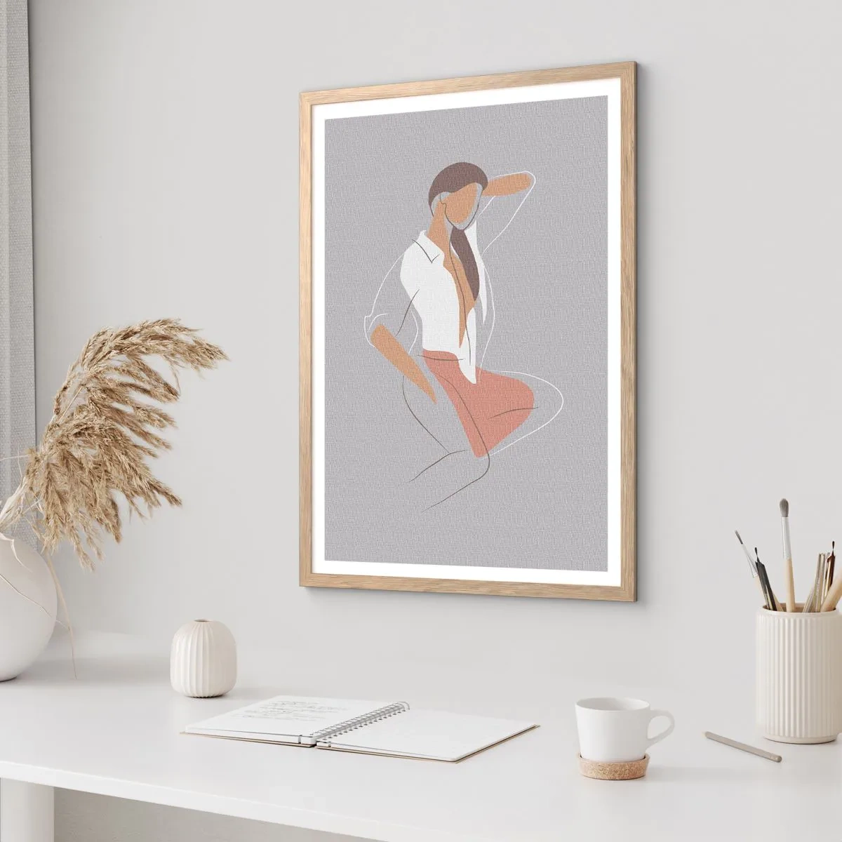 Póster en marco roble claro - Un esbozo de encanto - 30x40 cm