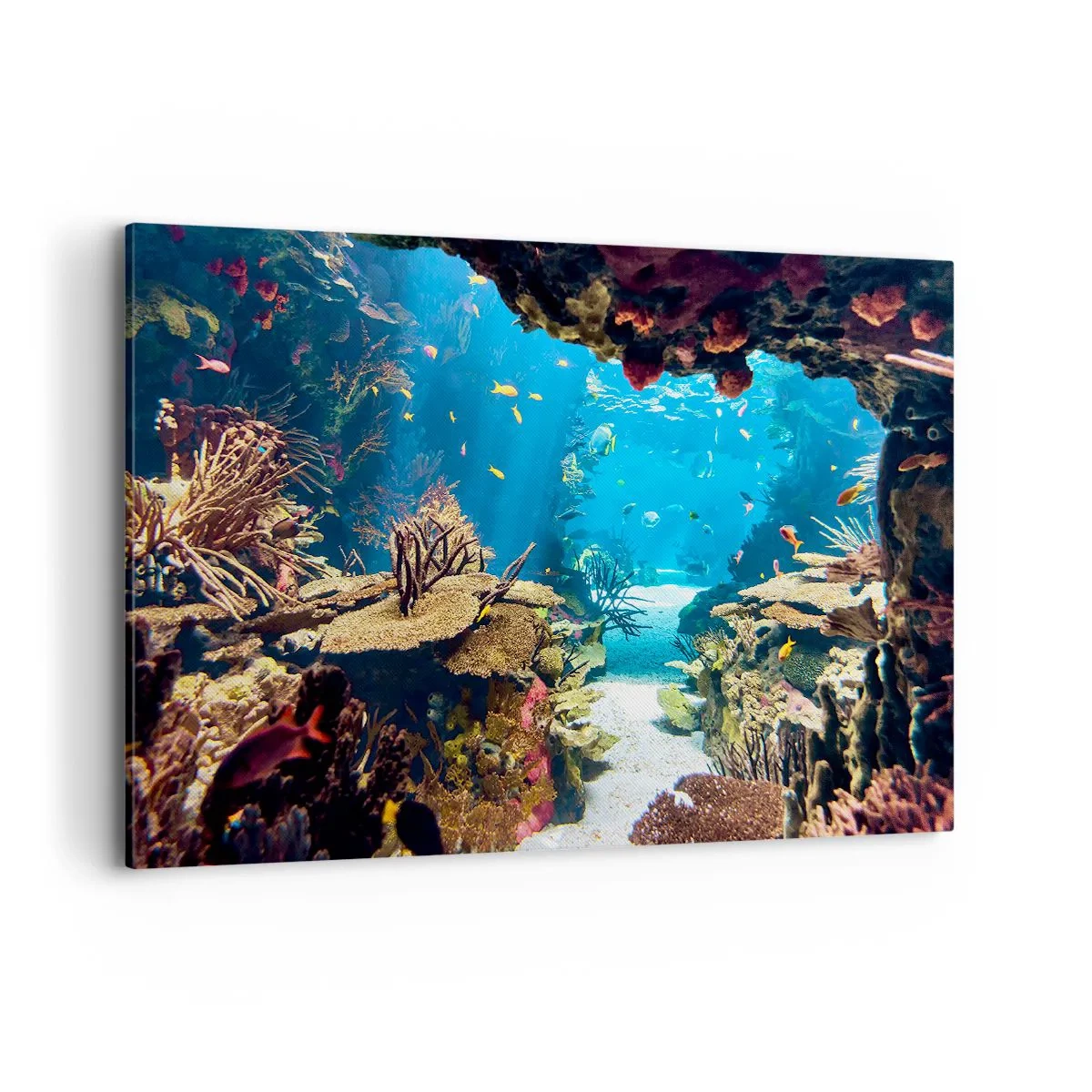 Cuadro sobre lienzo - Impresión de Imagen - Mundo submarino con arrecifes de coral y peces. - 120x80cm - Ni siquiera has soñado - Decoración de pared moderna para salón y dormitorio ARTTOR