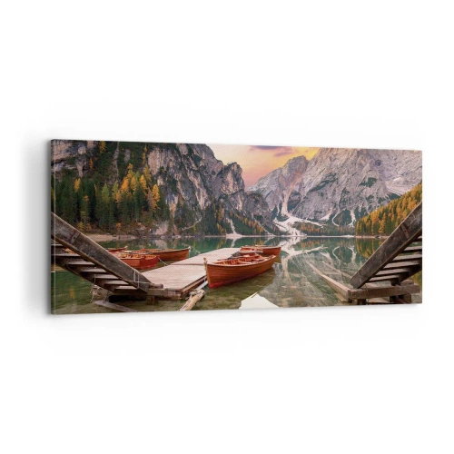 Cuadro sobre lienzo - Impresión de Imagen - Espejo entre montañas - 100x40 cm