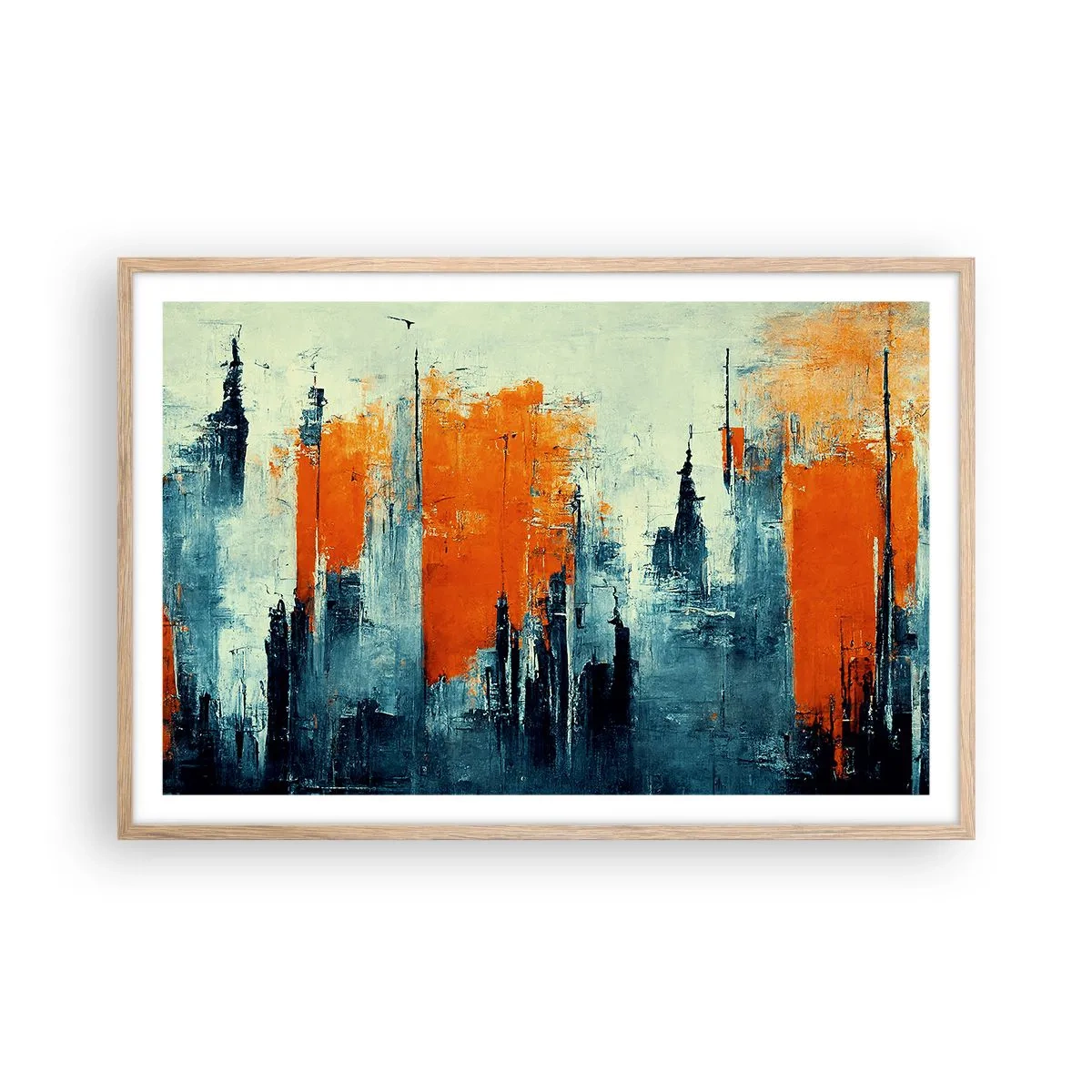 Póster en marco roble claro - Paisaje moderno - 91x61 cm