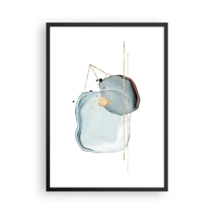 Póster en marco negro - Composición abstracta de acuarela con un patrón geométrico dorado. - 50x70cm - Un estudio de gotas - Decoración de pared moderna para salón y dormitorio ARTTOR