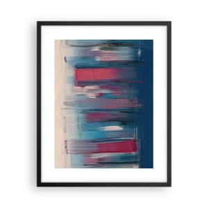 Póster en marco negro - Composición vertical en azul y rojo - 40x50 cm