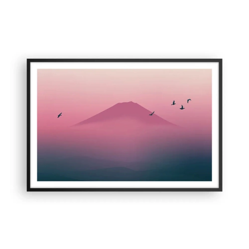 Póster en marco negro - Sobre las nubes - 91x61 cm
