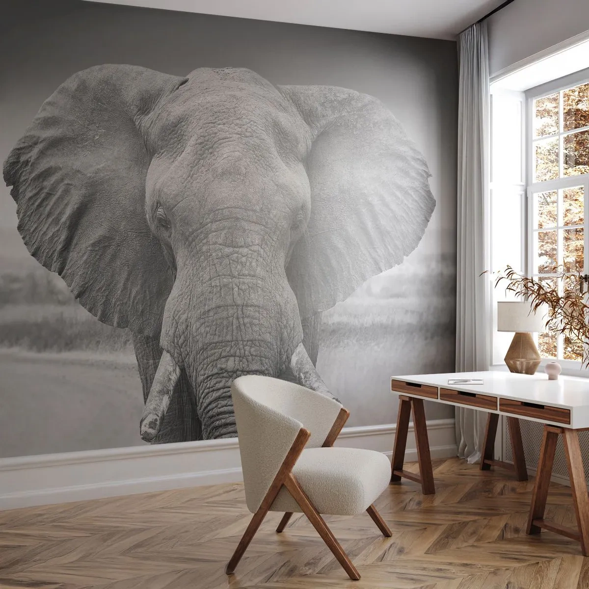 Fotomural Autadhesivo Deluxe Sticker - Bienvenido a mi mundo - Elefante, África, animales - 250x175 cm