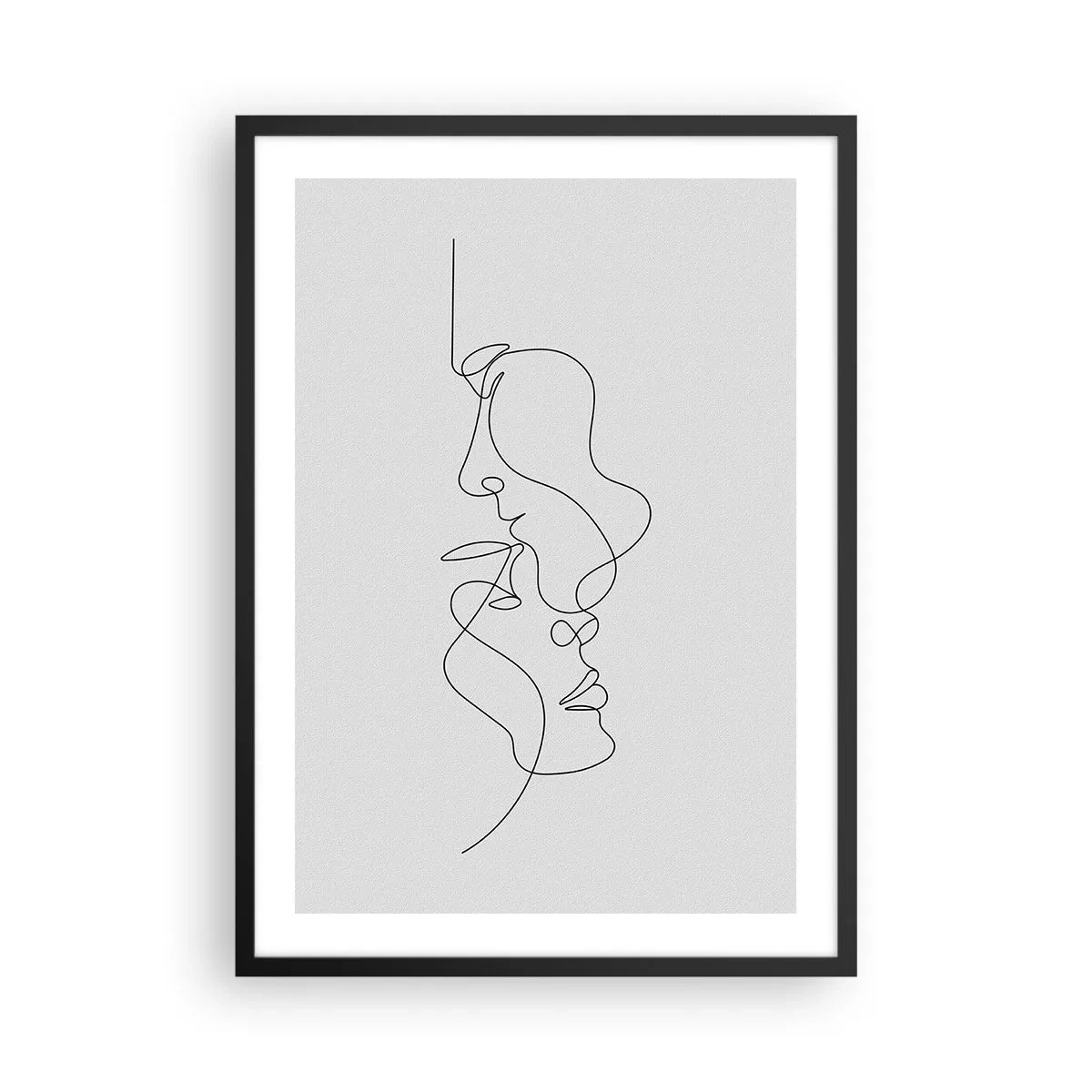 Póster en marco negro - Un contorno minimalista de dos caras en negro sobre un fondo claro. - 50x70cm - El calor de los deseos lúgubres - Decoración de pared moderna para salón y dormitorio ARTTOR