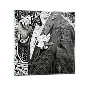 Cuadro sobre vidrio - Impresiones sobre Vidrio - Solo un hombre aparentemente gris - 60x60 cm