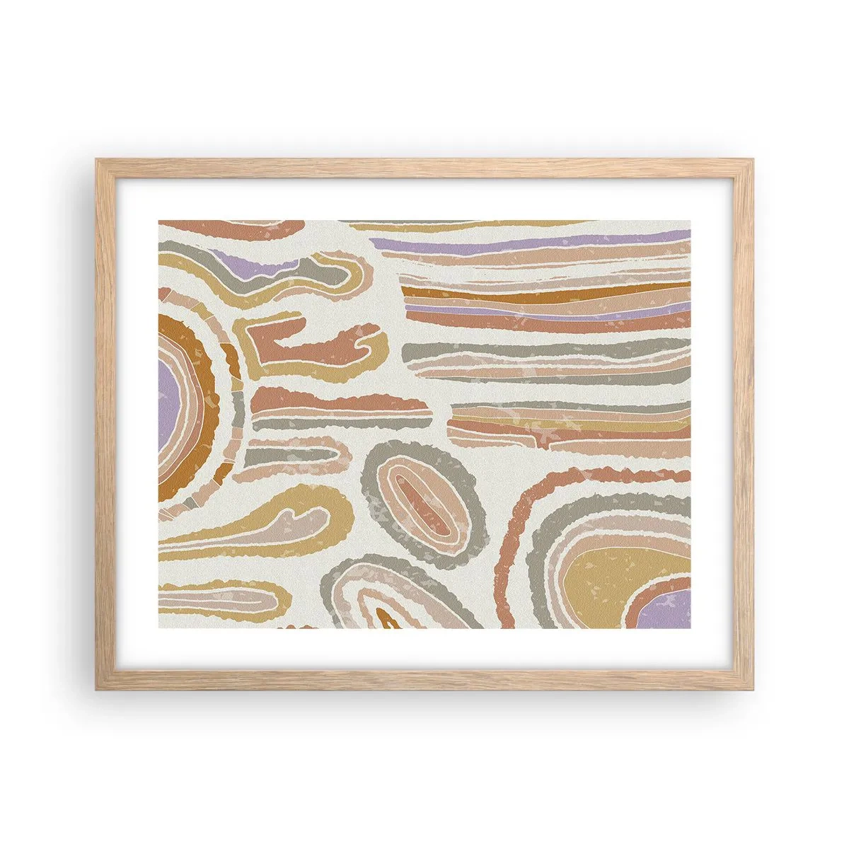 Póster en marco roble claro - Cortes transversales llenos de color - 50x40 cm