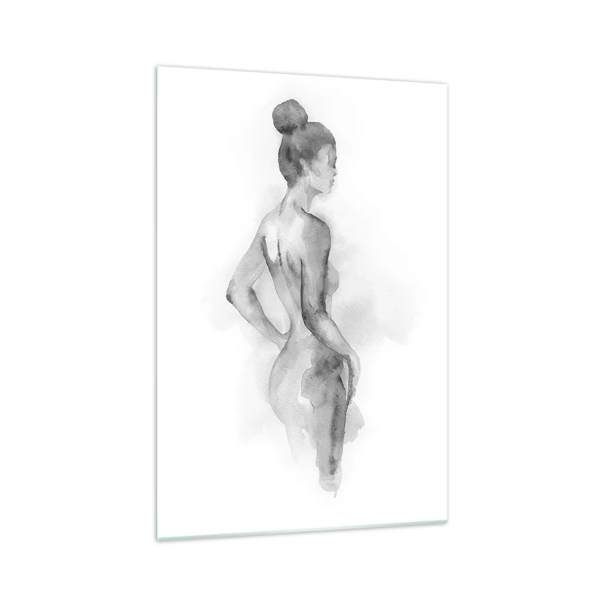 Cuadro sobre vidrio - Impresiones sobre Vidrio - Boceto en acuarela de una silueta femenina - 70x100cm - Tan hermosa como la pintura - Decoración de pared moderna para salón y dormitorio ARTTOR