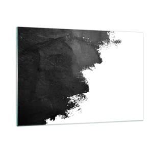 Cuadro sobre vidrio - Impresiones sobre Vidrio - Textura de pintura negra sobre un fondo blanco en un estilo minimalista. - 120x80cm - Elementos: tierra - Decoración de pared moderna para salón y dormitorio ARTTOR