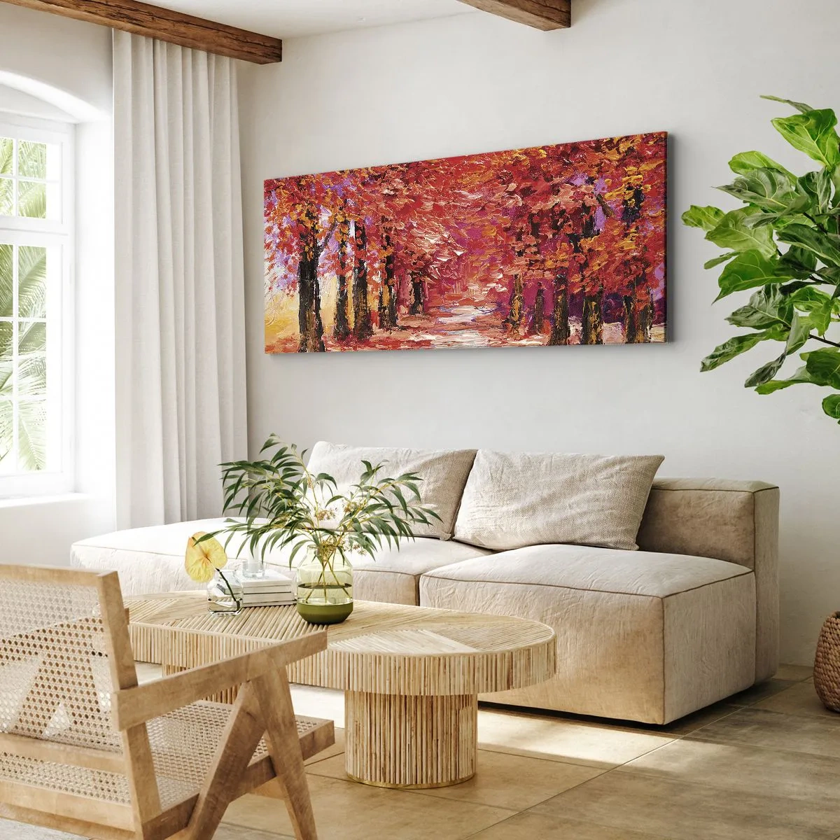Cuadro sobre lienzo - Impresión de Imagen - Una impresión otoñal - 100x40 cm