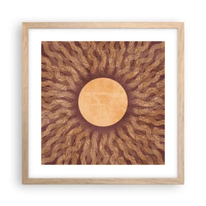 Póster en marco roble claro - Icono del sol - 40x40 cm