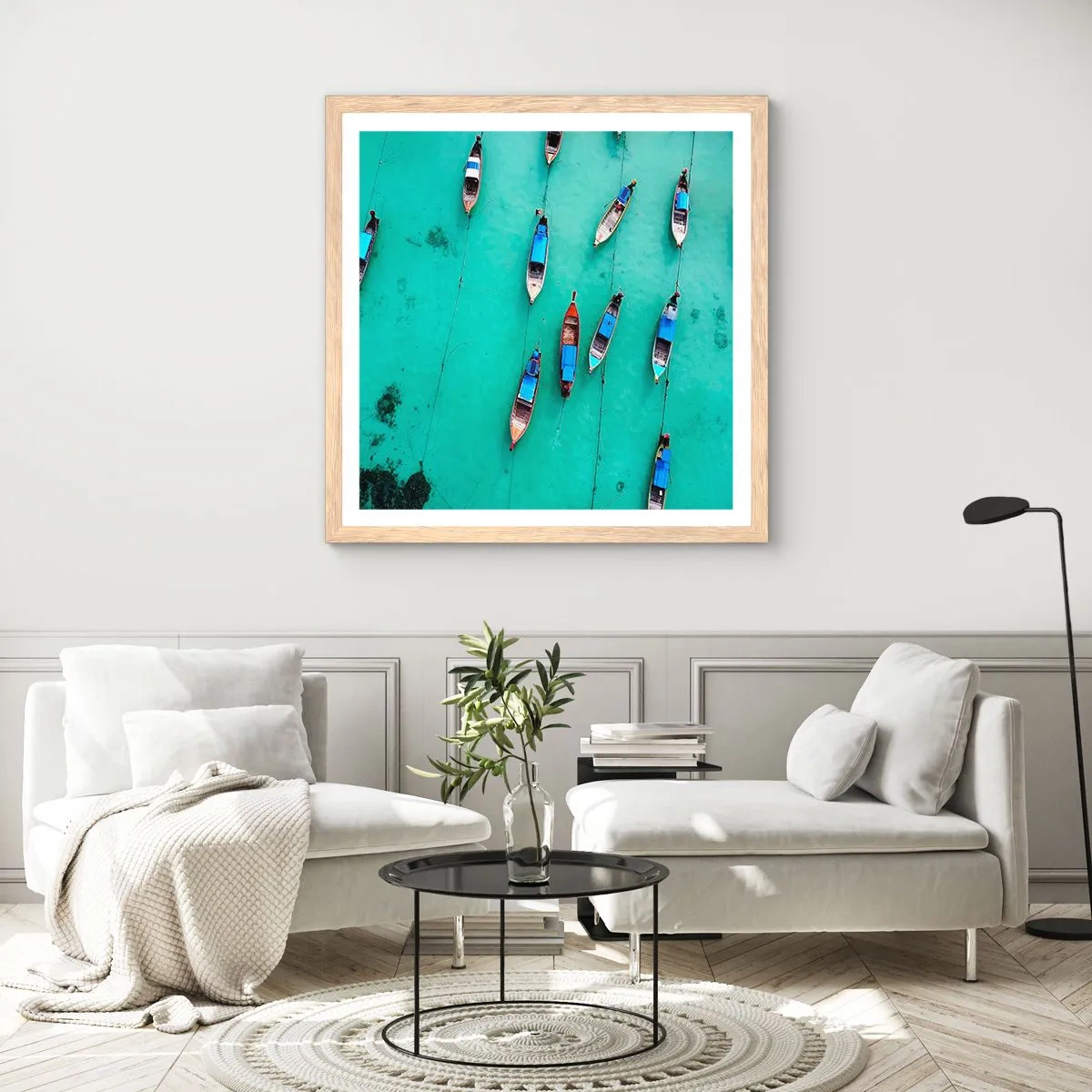 Póster en marco roble claro - En alegre espera - 40x40 cm
