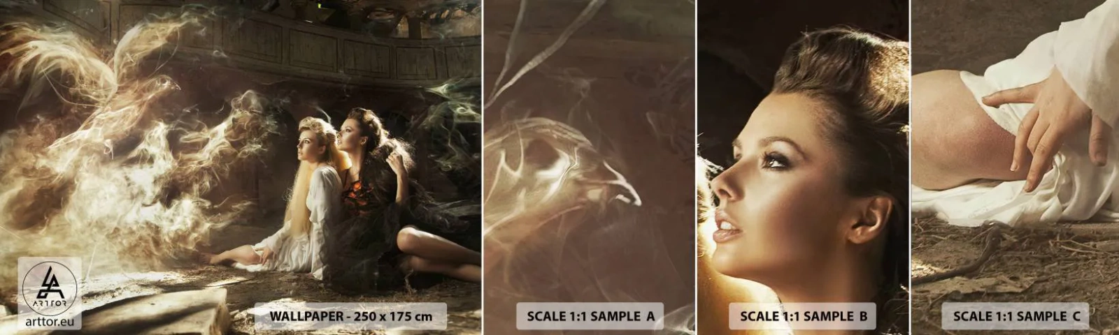 Muestra de fotomural autoadhesivo Deluxe Sticker - Y hubo poesía - Abstracción, Fénix, Mujer - 100x30 cm