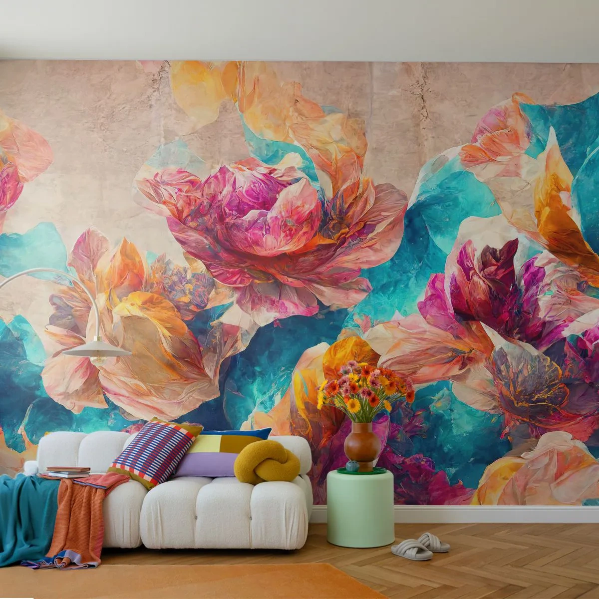 Fotomural Standard Eco - El colorido esplendor de un ramo - flores, Pastel, Pedazo - 150x105 cm