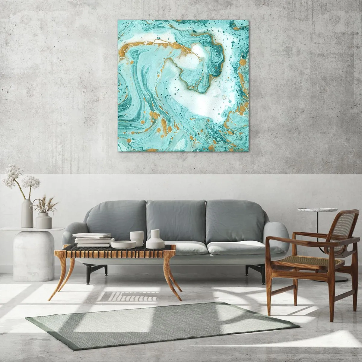 Cuadro sobre vidrio - Impresiones sobre Vidrio - Bajo la gran ola del periodo Edo - 60x60 cm