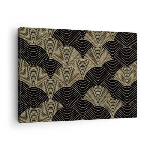 Cuadro sobre lienzo - Impresión de Imagen - Patrón Art Déco con semicírculos y líneas doradas. - 70x50cm - Multiplicación de la unidad - Decoración de pared moderna para salón y dormitorio ARTTOR