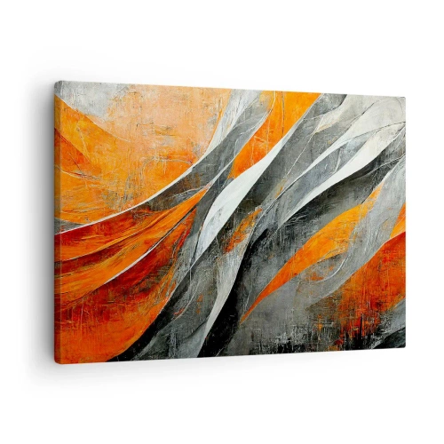 Cuadro sobre lienzo - Impresión de Imagen - Líneas abstractas en tonos naranja y gris. - 70x50cm - Calor y frío - Decoración de pared moderna para salón y dormitorio ARTTOR