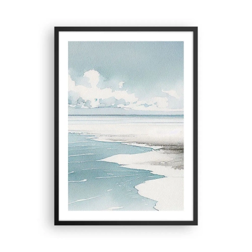 Póster en marco negro - Paisaje costero en acuarela en tonos pastel - 50x70cm - Suave marea otoñal - Decoración de pared moderna para salón y dormitorio ARTTOR