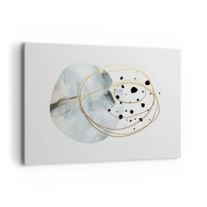 Cuadro sobre lienzo - Impresión de Imagen - Abstracción minimalista con patrón geométrico y líneas doradas. - 120x80cm - El concepto del espacio - Decoración de pared moderna para salón y dormitorio ARTTOR