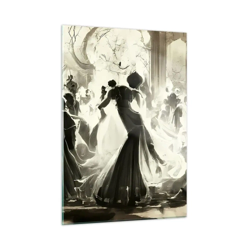 Cuadro sobre vidrio - Impresiones sobre Vidrio - Una escena de salón de baile de estilo retro con figuras bailando. - 50x70cm - Gran mascarada - Decoración de pared moderna para salón y dormitorio ARTTOR