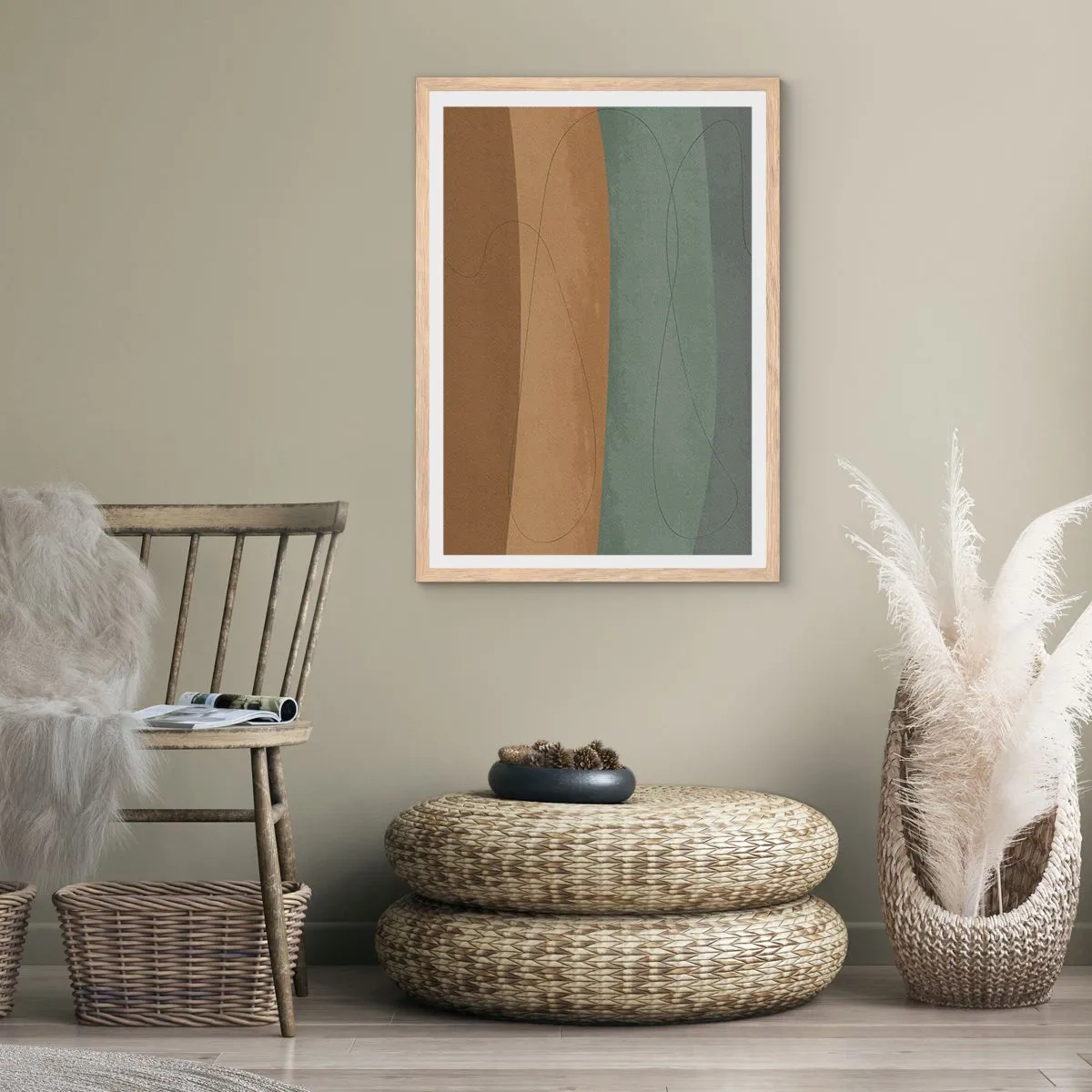 Póster en marco roble claro - Composición horizontal - 70x100 cm