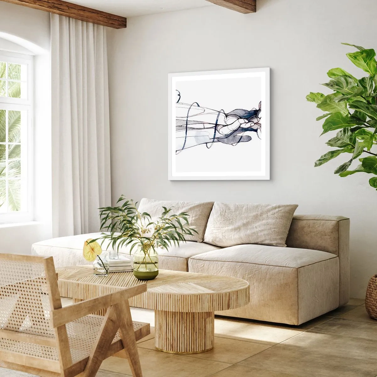 Póster en marco blanco - Un estudio sobre el contacto - 40x40 cm